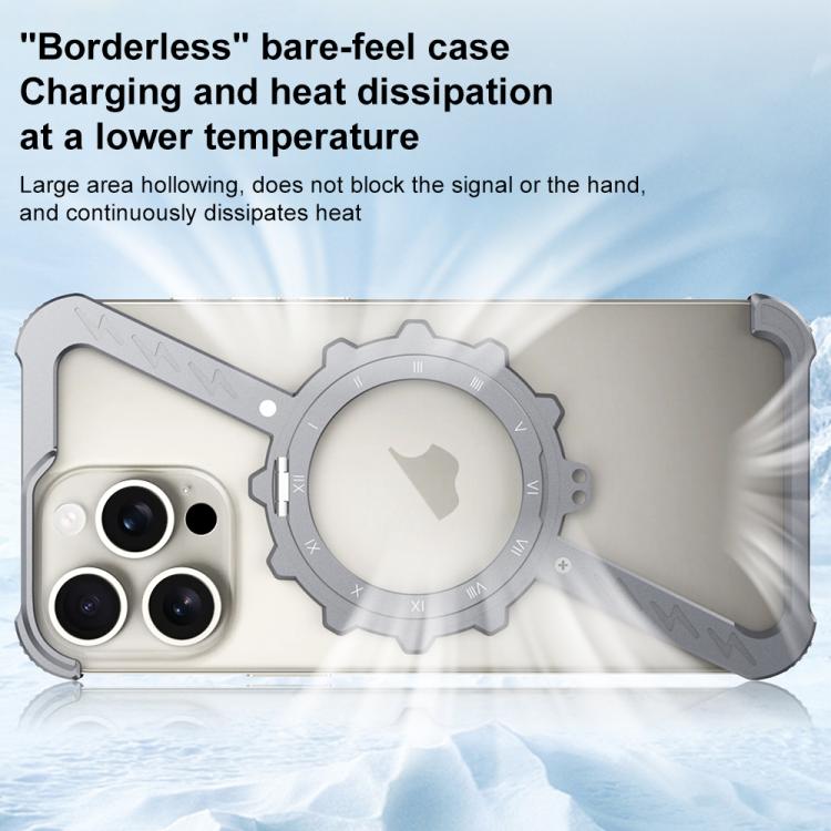 Funda para Teléfono Metal iPhone 15 Pro Magsafe Soporte 360 sin Marco (Gris Espacial)
