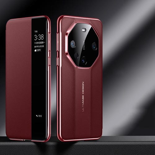 Funda para Teléfono Huawei Mate 60 Pro con Diseño Imitación Ventana Smart View (Roja)