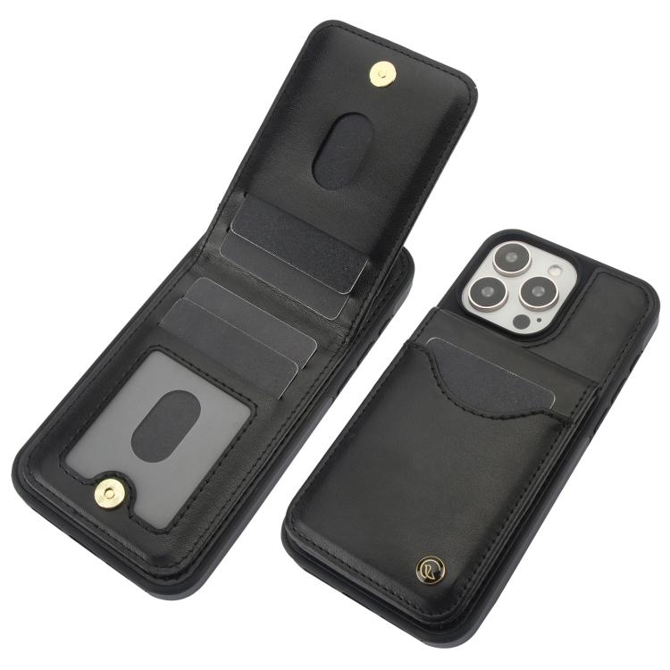 Funda para iPhone 12 Pro Max Awquer Cuero con Tapa Vertical Tarjetas y Soporte (Negro)