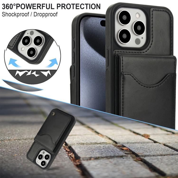 Funda para iPhone 12 Pro Max Awquer Cuero con Tapa Vertical Tarjetas y Soporte (Negro)