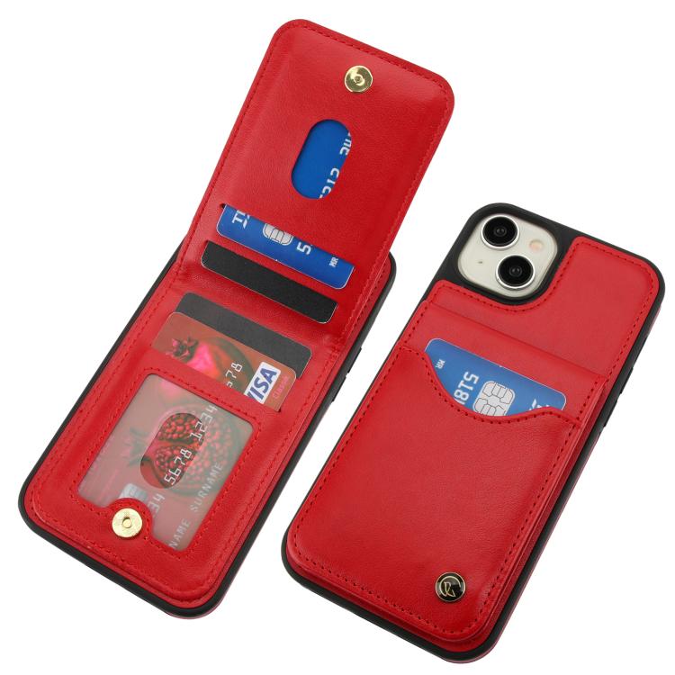 Funda de Cuero con Tapa Vertical Awquer para iPhone 11 con Tarjetero (Rojo)
