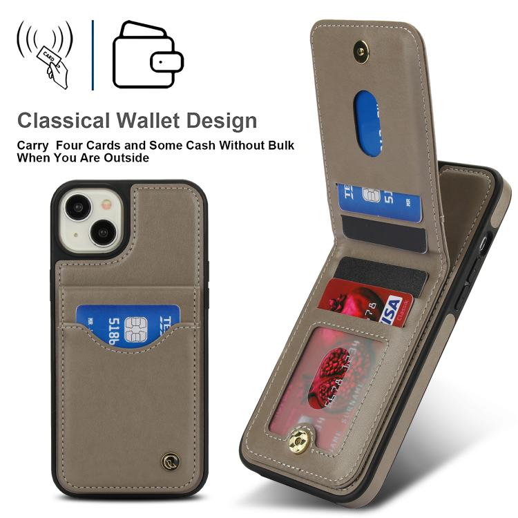 Funda de Cuero con Tapa Vertical para iPhone 11 Awquer con Tarjetero (Gris)