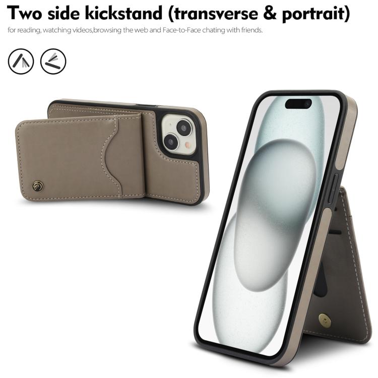 Funda de Cuero con Tapa Vertical para iPhone 11 Awquer con Tarjetero (Gris)