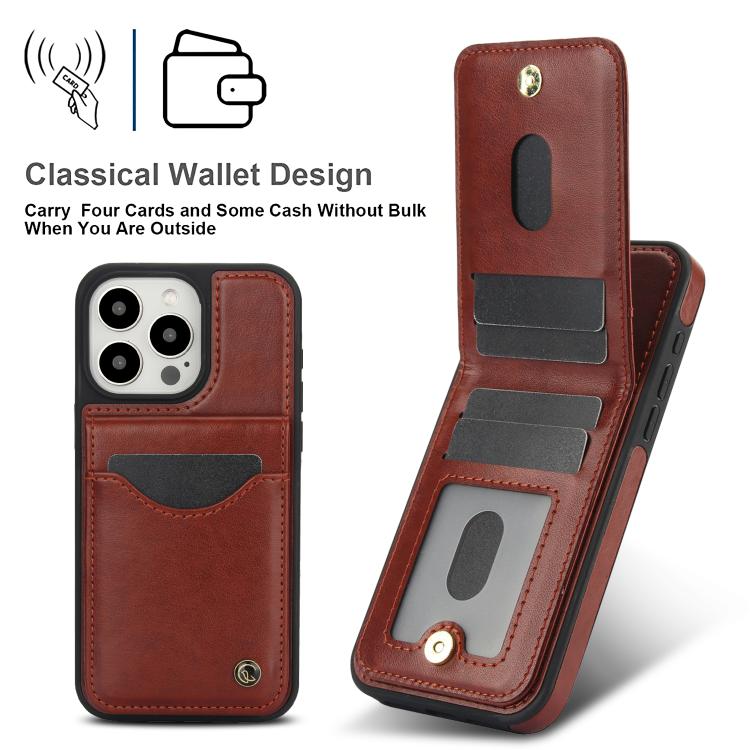 Funda de Cuero con Tapa Vertical Awquer para iPhone 11 Pro con Tarjetero (Marrón)