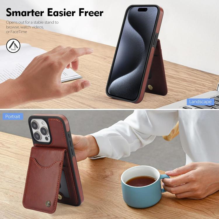 Funda de Cuero con Tapa Vertical Awquer para iPhone 11 Pro con Tarjetero (Marrón)