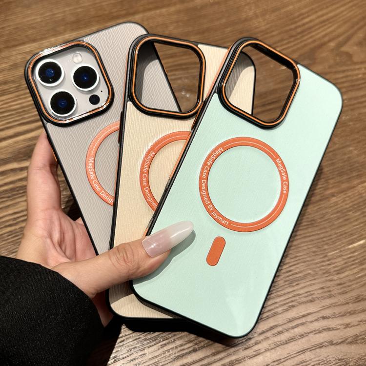 Funda para Teléfono Apple iPhone 12 Pro Max Textura Madera Imitación Magsafe (Azul Cielo)