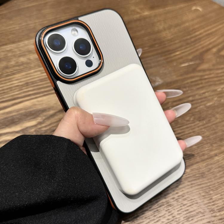Funda para teléfono iPhone 14 textura madera imitación con color contraste (Azul Marino)