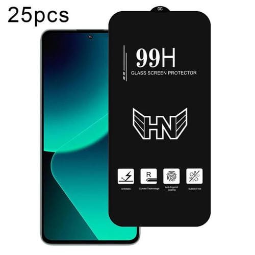 Película de Vidrio Templado de Pantalla Completa de Arco Grande de Aluminio Alto para Xiaomi 13T, 25 Piezas