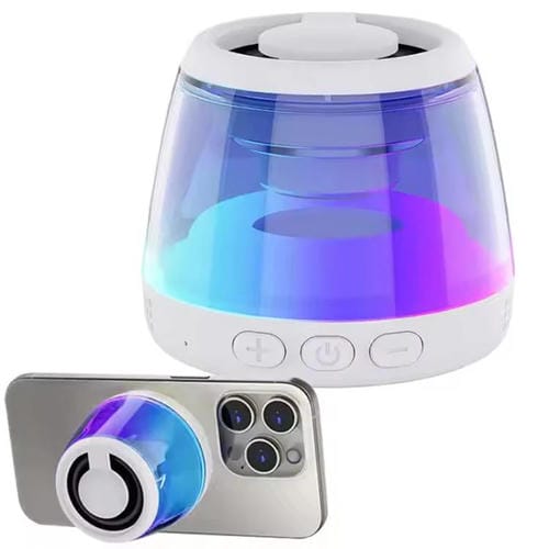 Altavoz Bluetooth Inteligente M2 con Luz RGB, Altavoz Magnético y Soporte para Teléfono (Blanco)