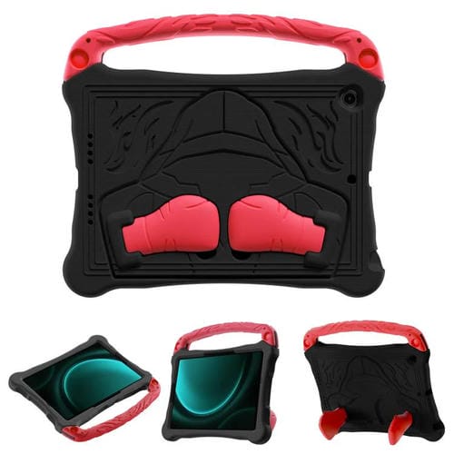 Funda para Tablet Samsung Galaxy Tab S9 FE Boxing Series Kickstand Eva a Prueba de Golpes con Correa para El Hombro (Negro y Rojo)