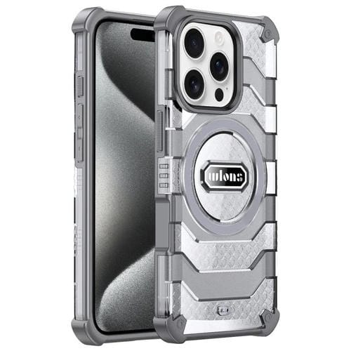 Funda híbrida TPU y PC Wlons Serie Explorer para iPhone 15 Pro (Gris)