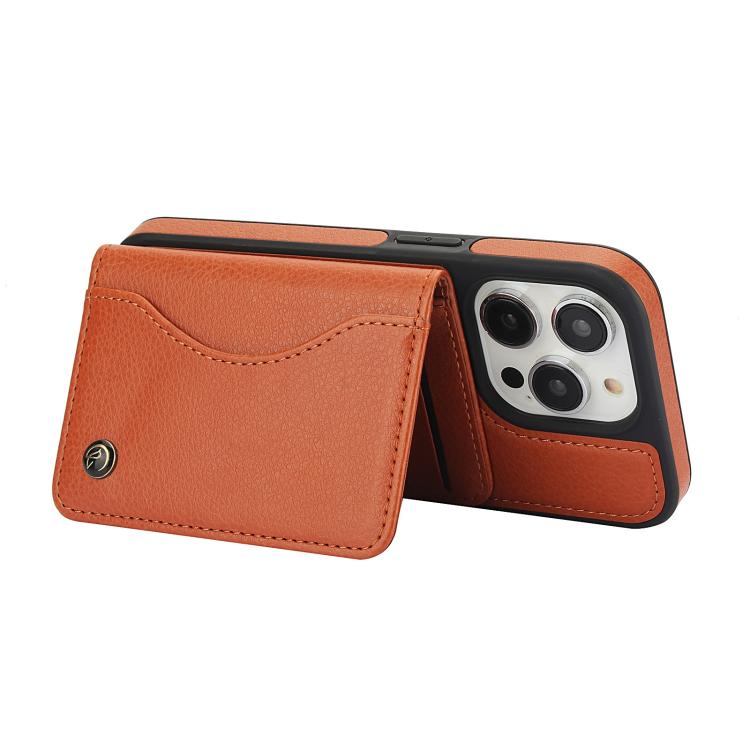 Funda para iPhone 12 Pro Max Awquer Cuero con Tapa Horizontal para Tarjetas y Soporte (Marrón)