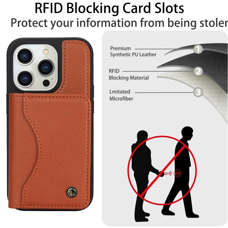Funda para iPhone 12 Pro Max Awquer Cuero con Tapa Horizontal para Tarjetas y Soporte (Marrón)