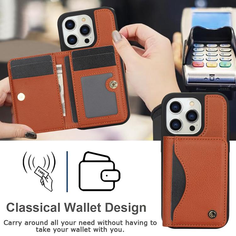 Funda para iPhone 12 Pro Max Awquer Cuero con Tapa Horizontal para Tarjetas y Soporte (Marrón)
