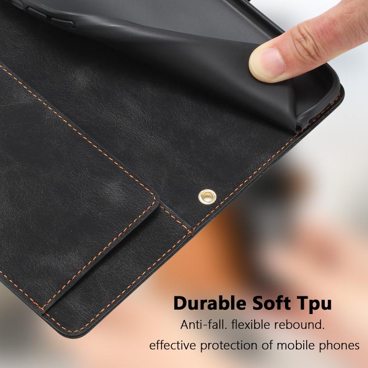 Funda de Cuero con Relieve de Tulipanes para Sharp Aquos Sense9 con Cordón (Negro)