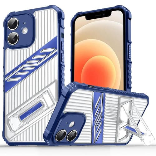 Funda híbrida para iPhone 12 TPU con soporte para PC (Azul Marino)