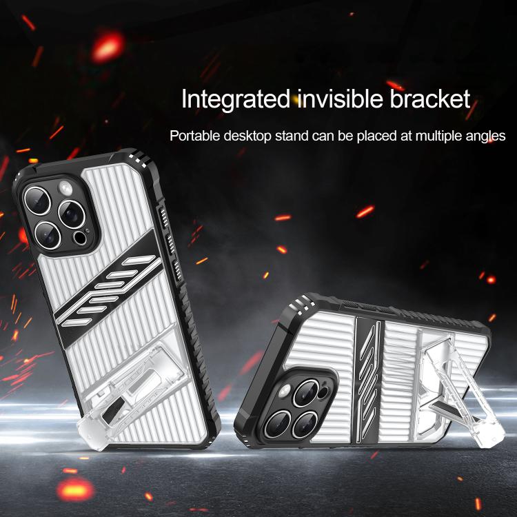 Funda híbrida TPU iPhone 16 Pro soporte PC (Gris Espacial)