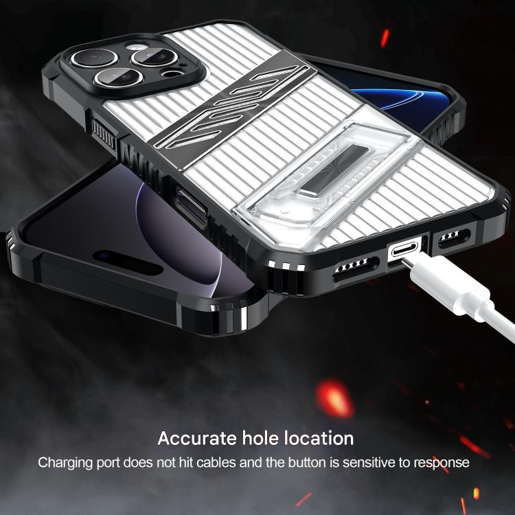Funda Híbrida TPU para iPhone 15 Pro Max con Soporte para PC (Gris y Negro)