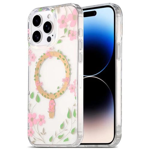 Funda para Teléfono iPhone 14 Pro con Laminado Doble Cara Imd Magsafe (Flores Rosas)
