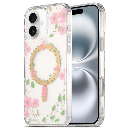 Funda para Teléfono Imd Magsafe iPhone 16 Plus Laminado Doble Cara (Flores Rosas)