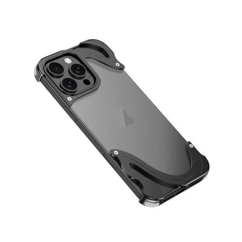 Funda para iPhone 14 Pro Panel Trasero Transparente Híbrido PC y Metal Dolphin (Negro)