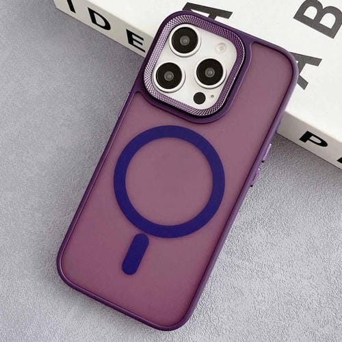Funda híbrida TPU y PC Marco Lente Diamante iPhone 13 Pro Max Magsafe (Morado)