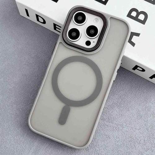 Funda híbrida TPU y PC marco Lente diamante iPhone 12 Pro Magsafe (Gris)