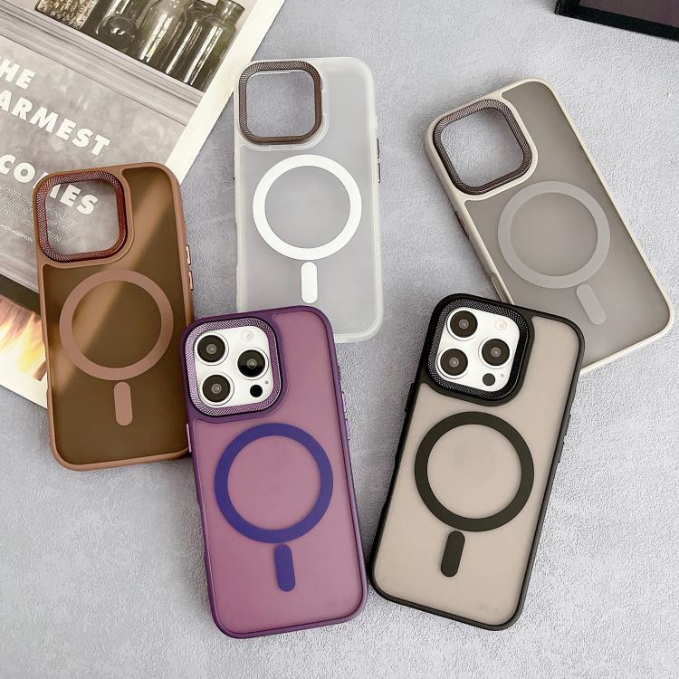 Funda Híbrida TPU y PC con Marco de Lente de Diamante para iPhone 13 Pro Magsafe (Gris)