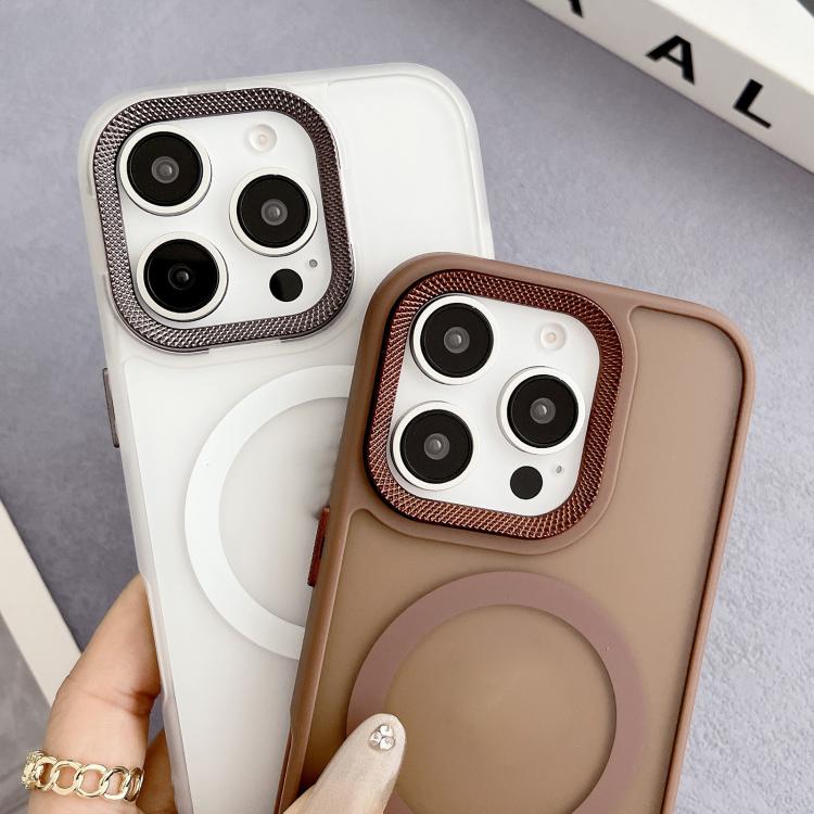 Estuche híbrido TPU y PC con marco de Lente de diamante Magsafe para iPhone 14 Pro (Morado)