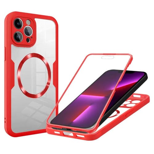 Funda para Teléfono Magsafe iPhone 13 Pro Max Textura de Cd (Roja)