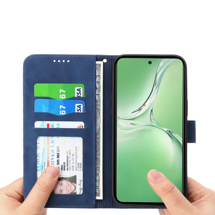 Funda híbrida de Cuero PU y TPU Dierfeng Dream Line para OnePlus 13R / Ace 5 / Ace 5 Pro (Azul)