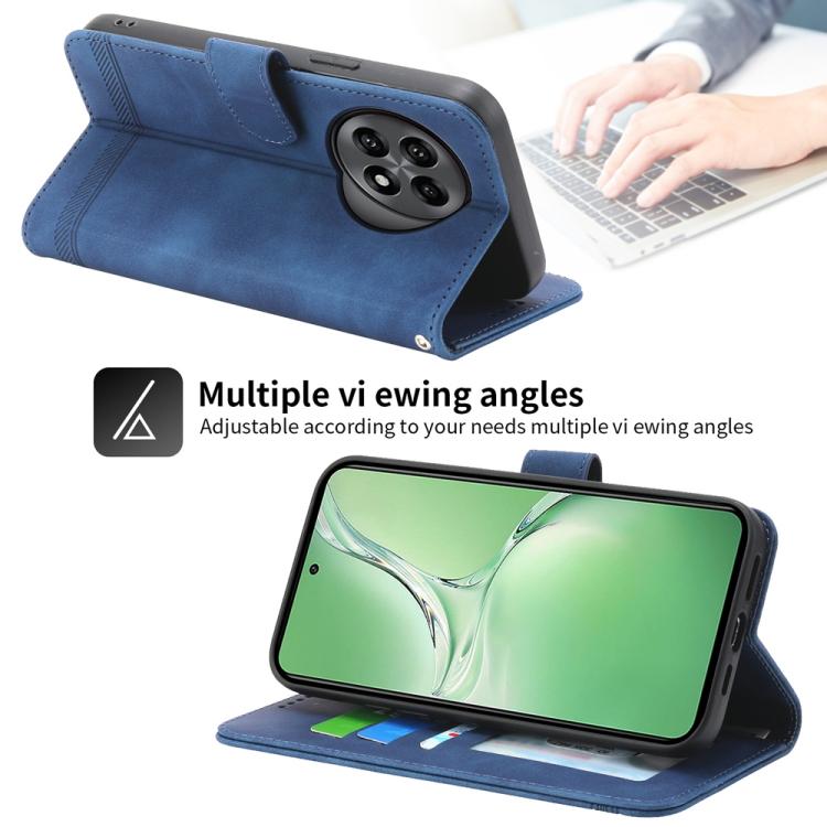 Funda híbrida de Cuero PU y TPU Dierfeng Dream Line para OnePlus 13R / Ace 5 / Ace 5 Pro (Azul)