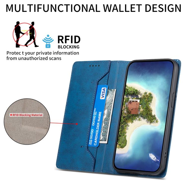 Funda de Cuero Rfid Magnética para OnePlus 13R Ace 5 Ace 5 Pro Business (Azul)