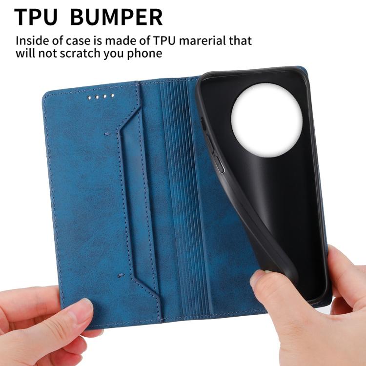 Funda de Cuero Rfid Magnética para OnePlus 13R Ace 5 Ace 5 Pro Business (Azul)