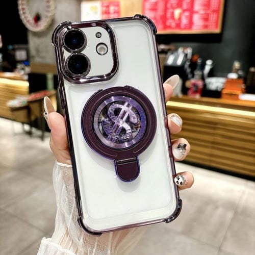 Estuche para Teléfono con Soporte Magsafe para iPhone 11 con Película para Lente (Morado)