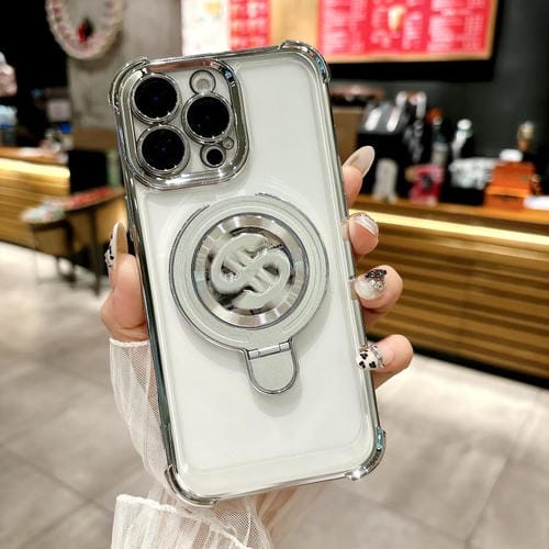 Funda para Teléfono con Soporte Magsafe para iPhone 13 Pro Max con Película para Lente (Plateada)