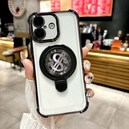 Estuche para Teléfono con Soporte Magsafe para iPhone 16 Plus con Película para Lente (Negro)