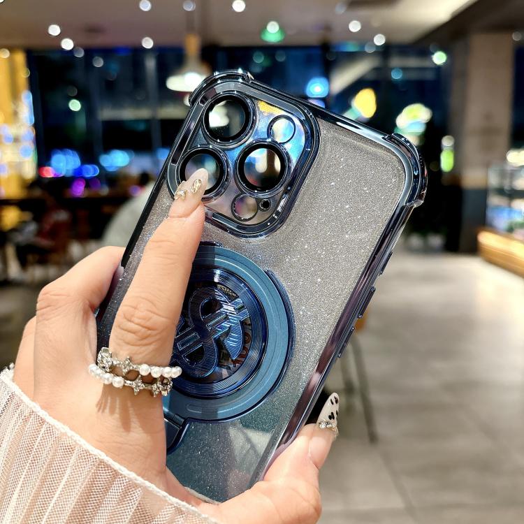 Funda para Teléfono con Soporte Magsafe y Película para Lente para iPhone 14 (Azul)