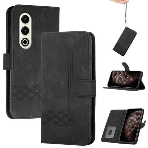 Funda de Cuero con Tapa y Tacto de Piel Cúbica para Itel S25 (Negra)