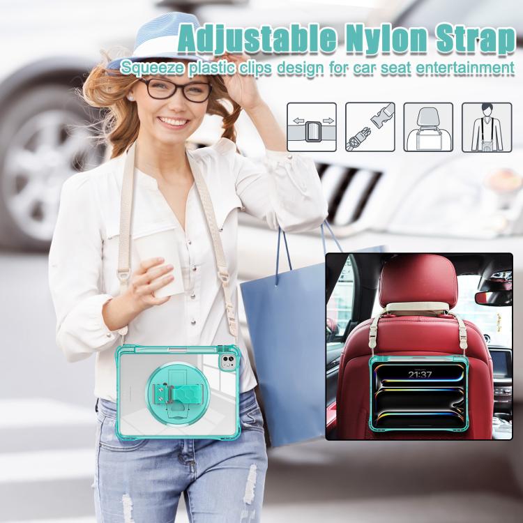 Funda Híbrida TPU para iPad Pro 11 (2024) con Soporte Giratorio y Agarre (Verde Claro)