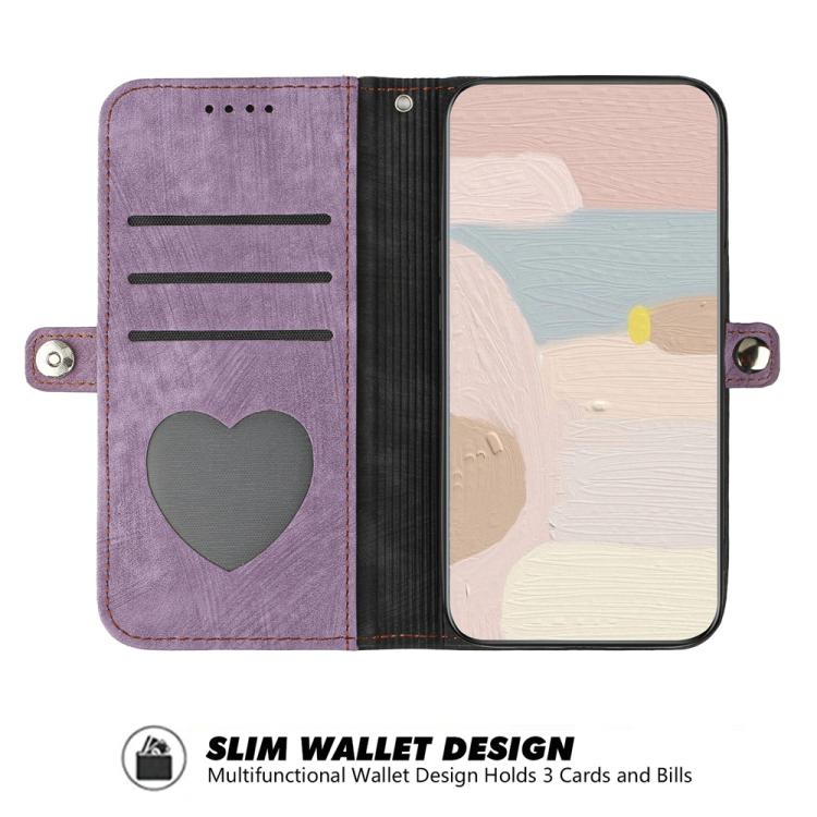 Funda de Cuero para Itel A50 con Correa de Mano y Hebilla Lateral Doble Plegable (Morado)