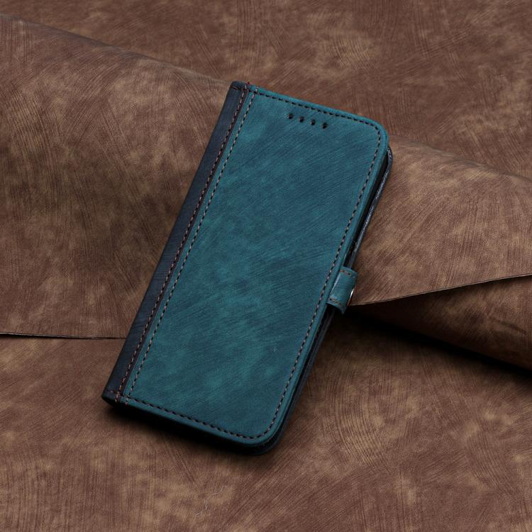 Funda de Cuero para Itel A80 con Correa de Mano y Hebilla Lateral Doble Plegable (Verde Oscuro)