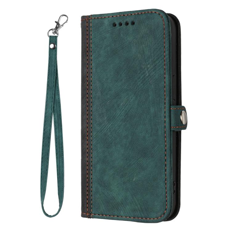 Funda de Cuero para Itel S25 con Correa de Mano y Hebilla Lateral Doble Plegable (Verde Oscuro)