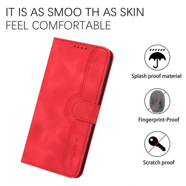 Funda de Piel Sintética con Diseño de Corazón para Itel A48 (Rojo)