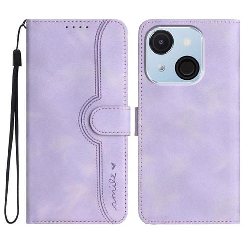 Funda de Piel Sintética Itel A50C con Diseño de Corazón (Morado)