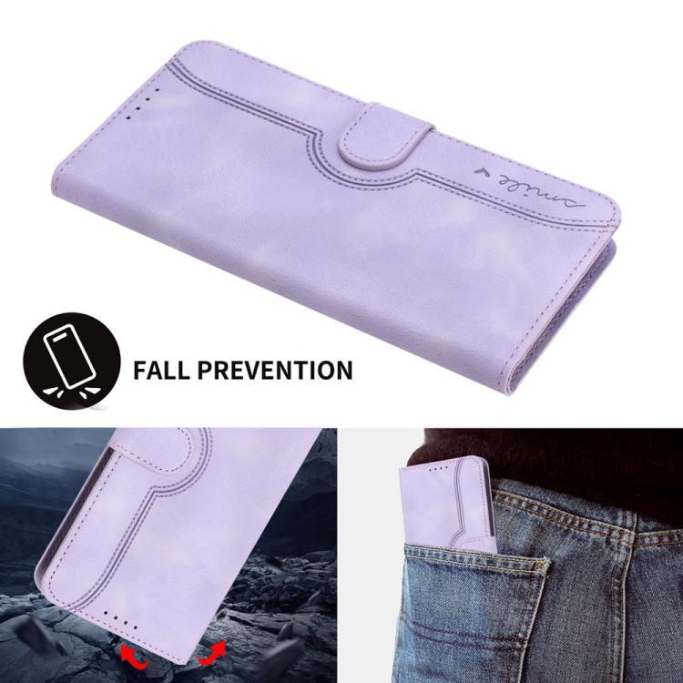Funda de Piel Sintética Itel A50C con Diseño de Corazón (Morado)