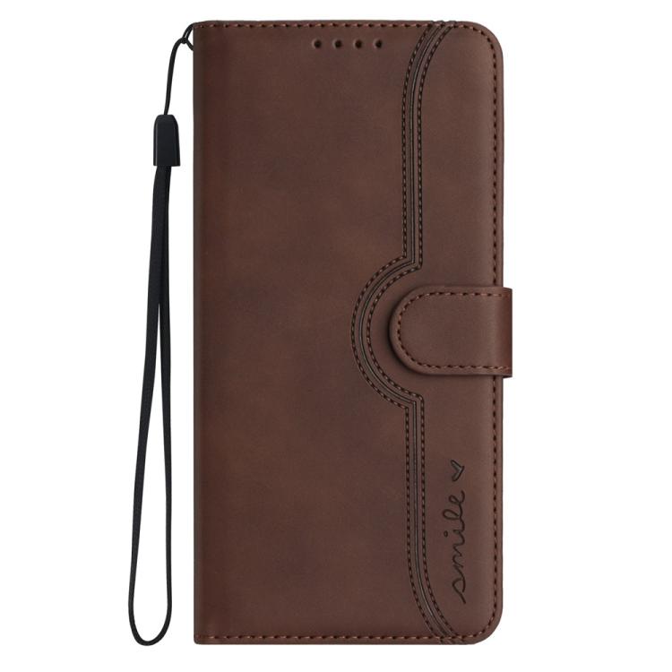 Funda de Piel para Teléfono Itel A80 con Diseño de Corazón (Marrón)
