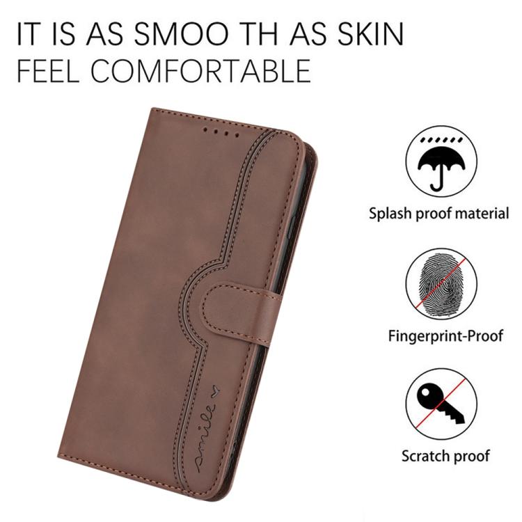 Funda de Piel para Teléfono Itel A80 con Diseño de Corazón (Marrón)