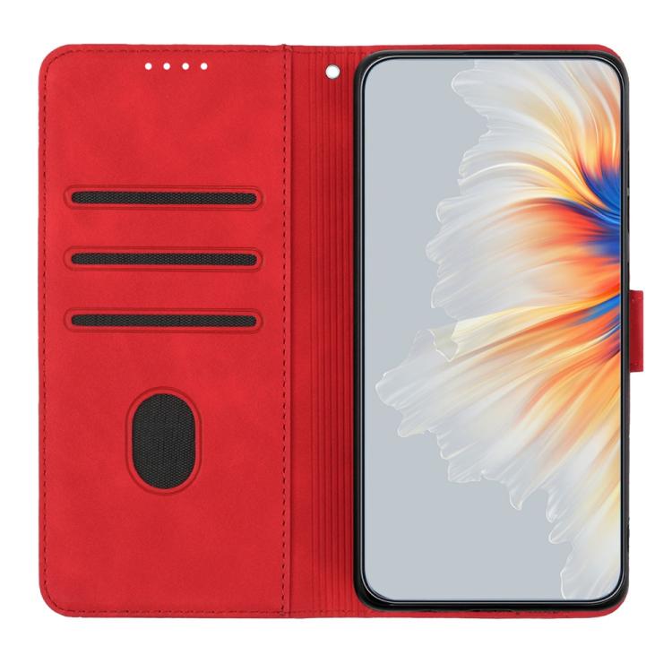 Funda de Cuero para Itel S25 Skin Feel con Patrón de Corazón (Rojo)