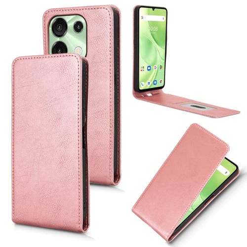 Funda de Cuero con Tapa Vertical Magnética para Teléfono Umidigi G9 5G y Note 90 (Oro Rosa)